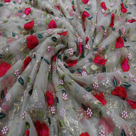  Golden Net Embroidery Fabrics in India
