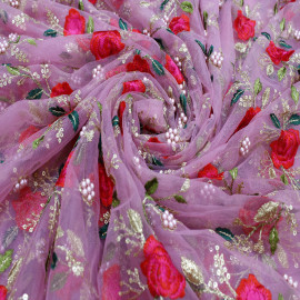 Pink Net Embroidery Fabrics in Srinagar