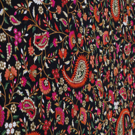  Black Colour Georgette Embroidery Kashmiri Jaal Fabrics in Srinagar