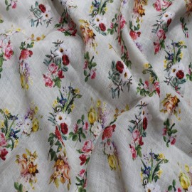  Off White Linen Printed Fabrics in Srinagar