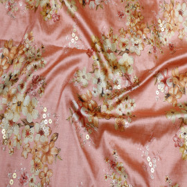  Peach Colour Soft Dupion Silk Digital Print With Sequence Work in Srinagar