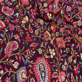   Wine Colour Georgette Embroidery Kashmiri Jaal Fabrics  in Srinagar
