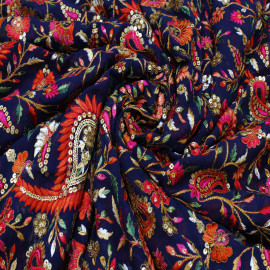  Blue Colour Georgette Embroidery Kashmiri Jaal Fabrics  in Srinagar