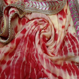  Yellow Red Tie & Dye Chiffon Dupatta in Srinagar