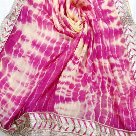  Yellow Pink Tie & Dye Chiffon Dupatta in Srinagar