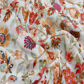  Cream Colour Georgette Embroidery Kashmiri Jaal Work  in Srinagar