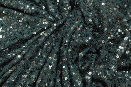 Hunter Green Colour Georgette Sequince Embroidery Fabrics