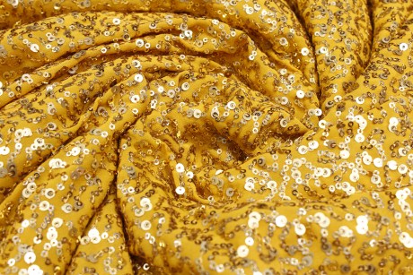 Mustard Yellow Colour Georgette Sequince Embroidery Fabrics