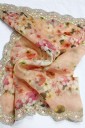 Peach Organza Digital Print With Fancy Scallop Border Dupatta
